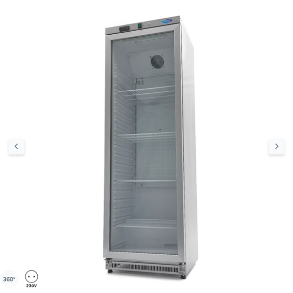  Ψυγείο - 400L - ανοξείδωτος χάλυβας - με γυάλινη πόρτα